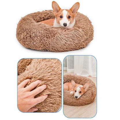 Round Pet Dog Cat Bed Pet Calming Bed Nest Anti-slip Bottom Design Warm Comfortable Pet Bed