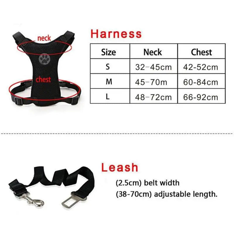 Breathable Mesh Dog Harness Leash With Adjustable Straps Pet Harness With Car